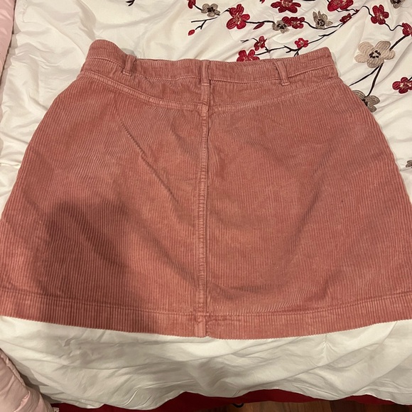 TOPSHOP MOTO Women's Rust Pink Corduroy Front Zip Mini Skirt Women's - Picture 2 of 3